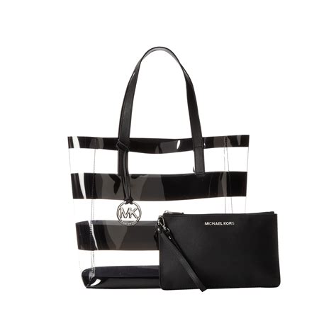 michael michael kors eliza medium tote clear black 